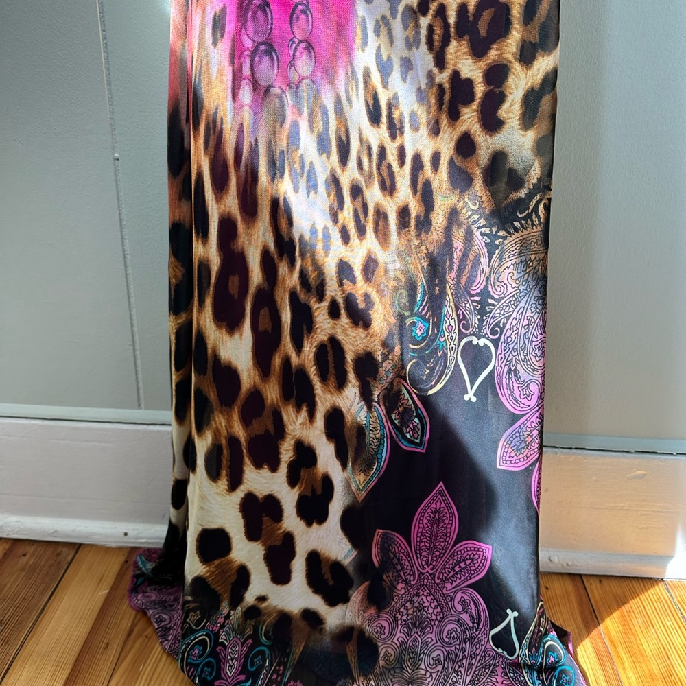CeCe forever Pink Bodycon Cheetah Maxi Dress Plunge Neckline Open Back Dress - Picture 5 of 16